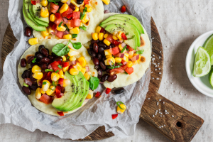 Image of soft tacos on a plank