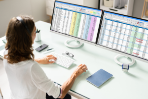 Woman working with a spreadsheet